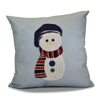 E By Design Sock Snowman Outdoor Square Pillow Cover And Insert In Blue