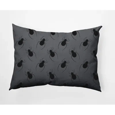 E By Design Spider Pattern Decorative Throw Pillow Rectangle In Steel Gray