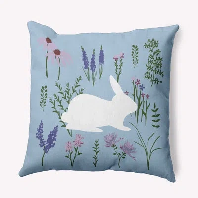 E By Design Spring Meadow Bunny  Accent Pillow In Light Blue