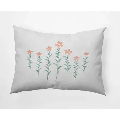 E By Design Square Cotton Pillow Cover & Insert In Orange,floral 1
