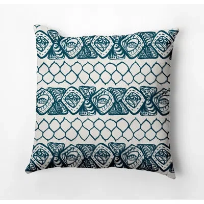 E By Design Square Cotton Pillow Cover & Insert In Teal