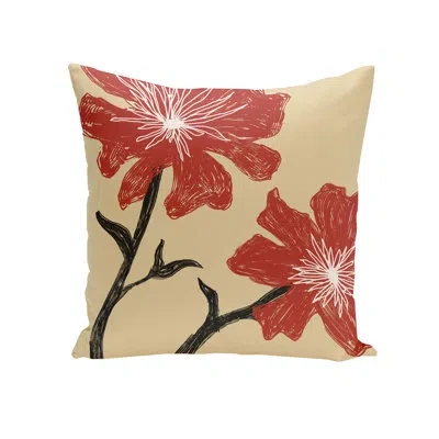 E By Design Square Pillow Cover & Insert In Red