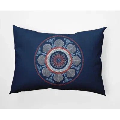 E By Design Stained Glass Outdoor Rectangular Pillow Cover & Insert In Navy