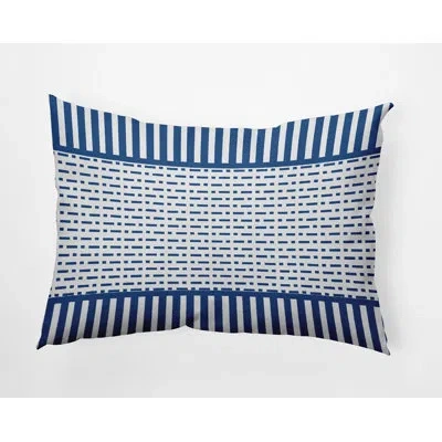 E By Design Stripe A Balance Striped Indoor/outdoor Reversible Throw Pillow In Nautical Navy Striped