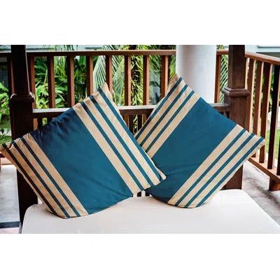 E By Design Stripe Indoor/outdoor Throw Pillow In Autumn Blue