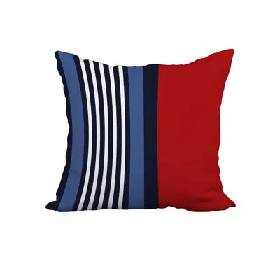 E By Design Stripe Stripe Print Square Cotton Pillow Cover And Insert In Red