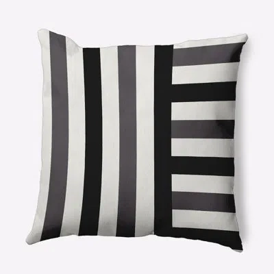 E By Design Striped Polyester Indoor/outdoor Throw Pillow In Gray