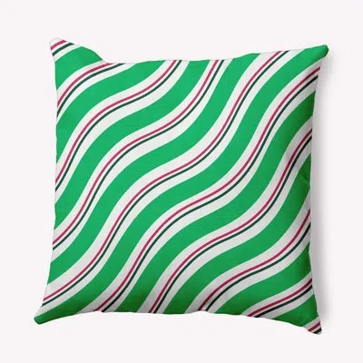 E By Design Striped Polyester Indoor/outdoor Throw Pillow In Green