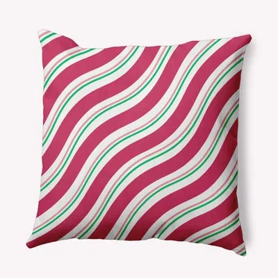 E By Design Striped Polyester Indoor/outdoor Throw Pillow In Pink