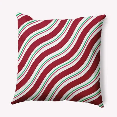 E By Design Striped Polyester Indoor/outdoor Throw Pillow In Red