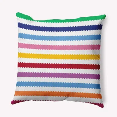 E By Design Striped Polyester Throw Pillow In Blue