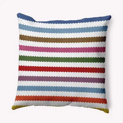 E By Design Striped Polyester Throw Pillow In Blue