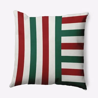 E By Design Striped Polyester Throw Pillow In Green