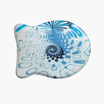 E By Design Summer Shower Fish Shape Pet Feeding Placemat In Blue