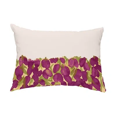 E By Design Sunset Tulip Garden Outdoor Rectangular Pillow Cover & Insert In Purple,beige