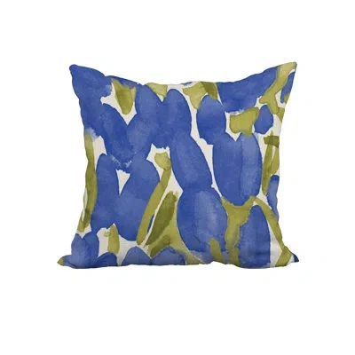 E By Design Sunset Tulip Print Square Cotton Pillow Cover And Insert In Blue