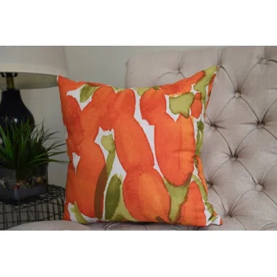 E By Design Sunset Tulip Square Pillow Cover & Insert In Orange