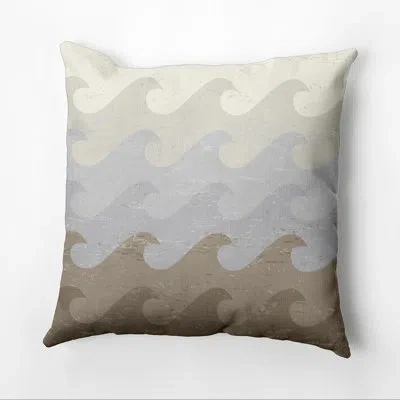 E By Design Surf, Sand, & Sea Deep Sea Square Pillow Cover & Insert In Taupe,gray