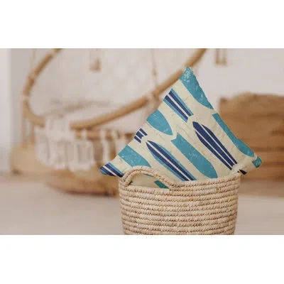 E By Design Surf, Sand, & Sea Indoor/outdoor Reversible Throw Pillow In Turquoise