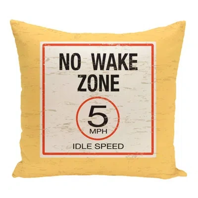 E By Design Surf, Sand, & Sea No Wake Word Square Pillow Cover & Insert In Yellow