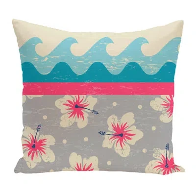 E By Design Surf, Sand, & Sea Square Pillow Cover & Insert In Grey