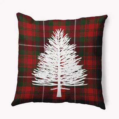E By Design Tartan Pine  Accent Pillow In Red