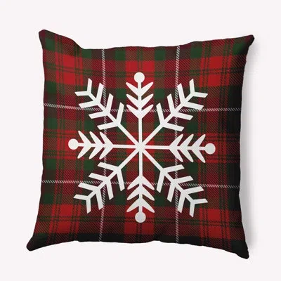 E By Design Tartan Snowflake Accent Pillow In Red