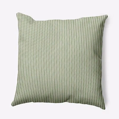E By Design Ticking Print Square Faux Linen With Zipper Throw Pillow In Green