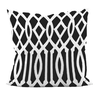 E By Design Trellis Decorative Square Pillow Cover & Insert In Black