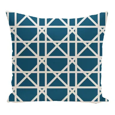 E By Design Trellis Outdoor Square Pillow Cover & Insert In Teal