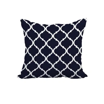 E By Design Trellis Print Square Cotton Pillow Cover & Insert In Blue
