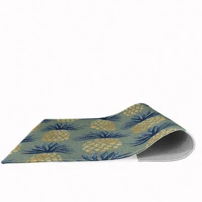E By Design Tropical Resort Floral Flatweave Sage Area Rug