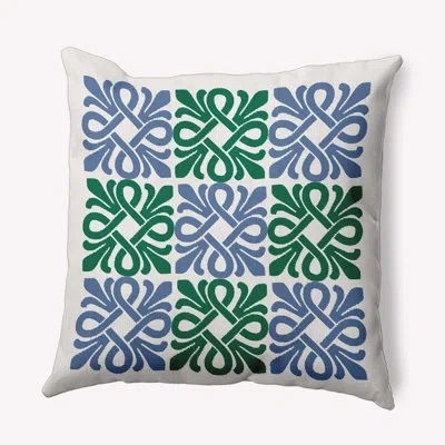 E By Design Tropical Resort Polyester Square Pillow Cover & Insert In Meadow Green,blue