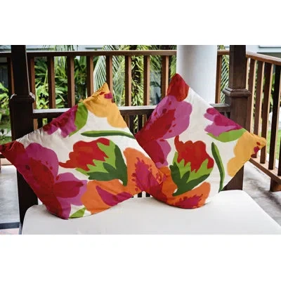 E By Design Tropical Resort Square Pillow Cover And Insert