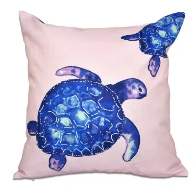 E By Design Turtle Tales Square Pillow Cover & Insert In Pink