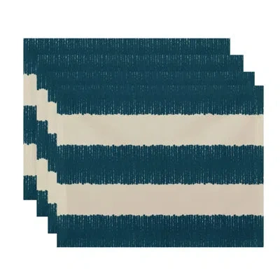 E By Design Twisted Stripe Stripe Print 4 Piece Placemat Set In Blue