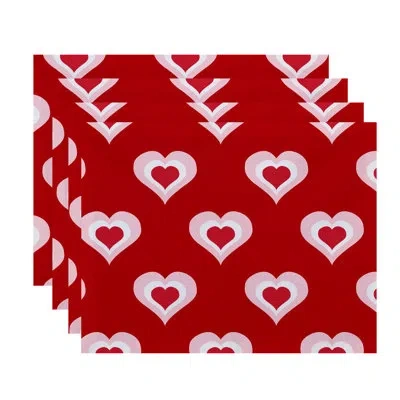 E By Design Valentine's Day 4 Piece Placemat Set In Red