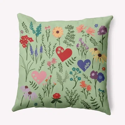 E By Design Valentine Garden Indoor/outdoor Throw Pillow In Light Green