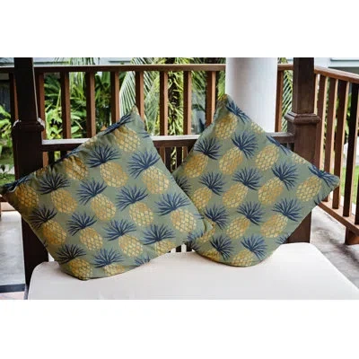 E By Design Vathylakas Pineapple Stripes Pillow Cover & Insert In Sage