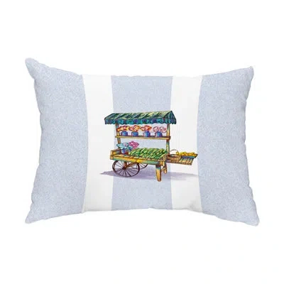 E By Design Veggie Cart Outdoor Rectangular Pillow Cover & Insert In Blue