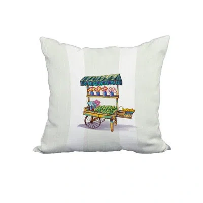 E By Design Veggie Cart Print Square Pillow Cover And Insert In Green