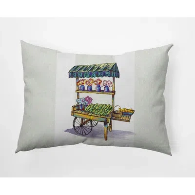 E By Design Veggie Veggie Cart Rectangular Cotton Pillow Cover And Insert In Green