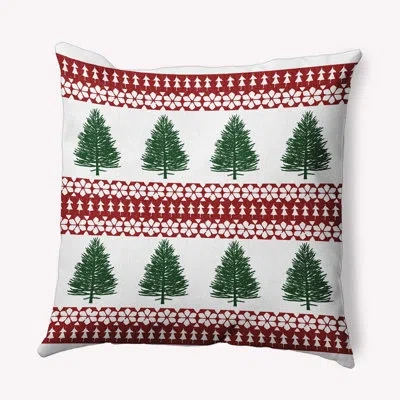 E By Design Winter Lace Forest Accent Pillow In Red