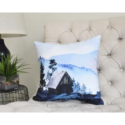 E By Design Winter Resort Cabin In The Woods Holiday Square Pillow Cover And Insert