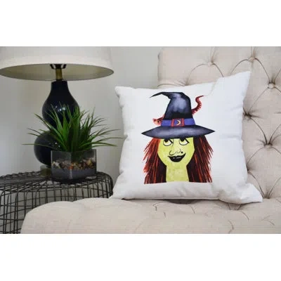 E By Design Witches Brew Square Pillow In White