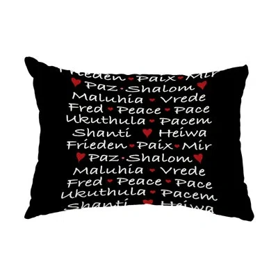 E By Design Words Of Peace Indoor/outdoor Lumbar Pillow Cover & Insert In Black