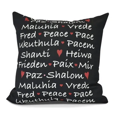 E By Design Words Of Peace Outdoor Throw Pillow In Black