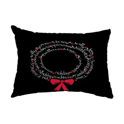 E By Design Wreath Of Words Indoor/outdoor Lumbar Pillow