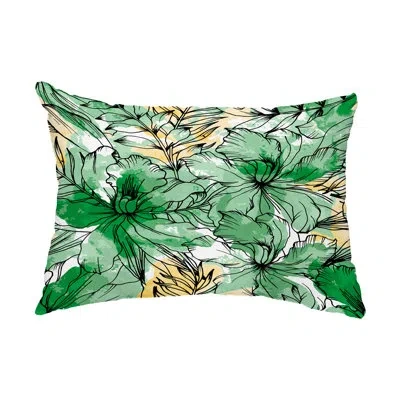 E By Design Zentangle Indoor/outdoor Rectangular Lumbar Pillow In Green