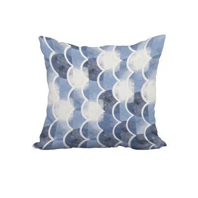 E By Design Zircoland Square Pillow Cotton Cover & Insert In Blue